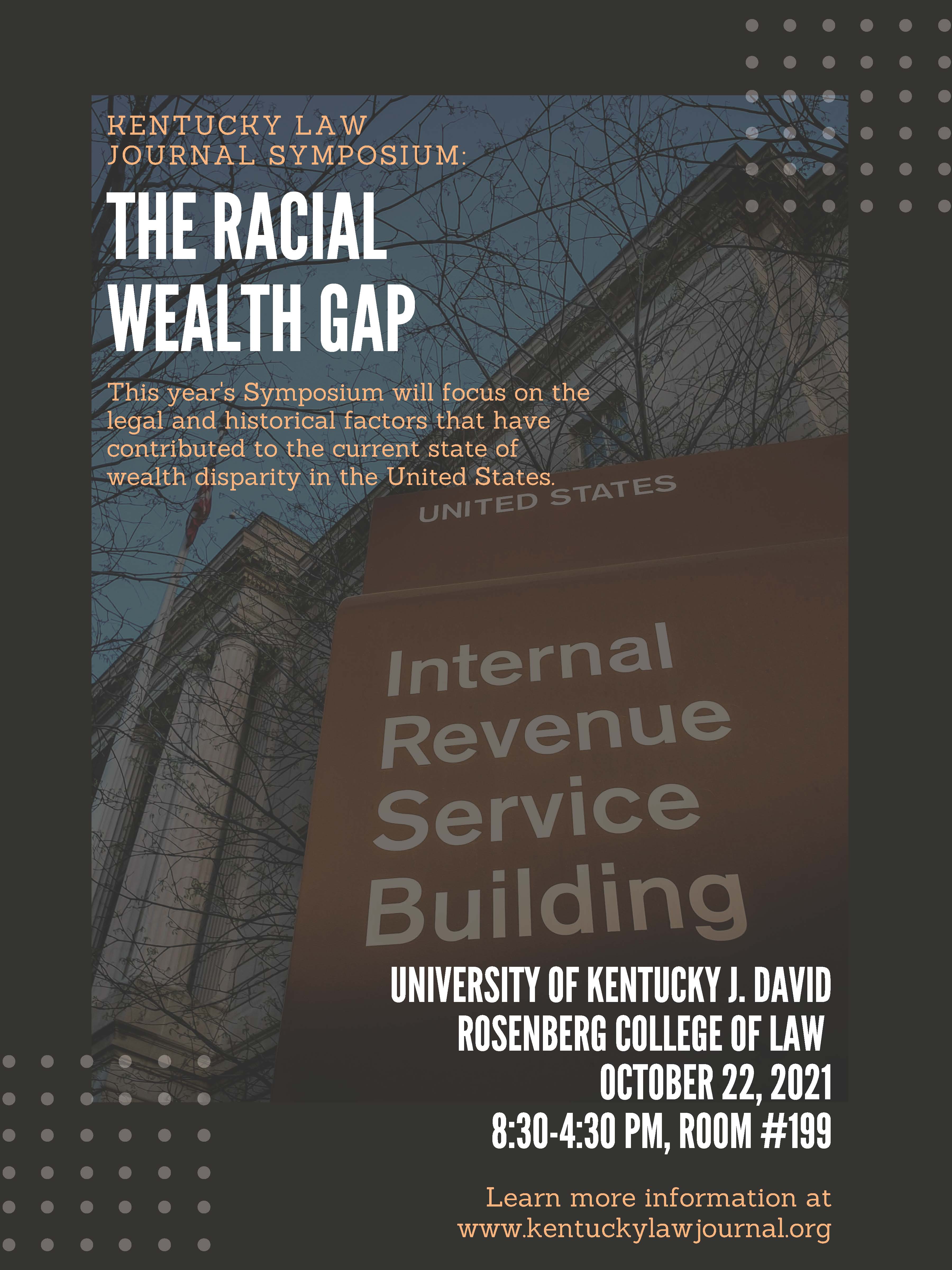 Flyer for Oct 22 KLJ Symposium The Racial Wealth Gap