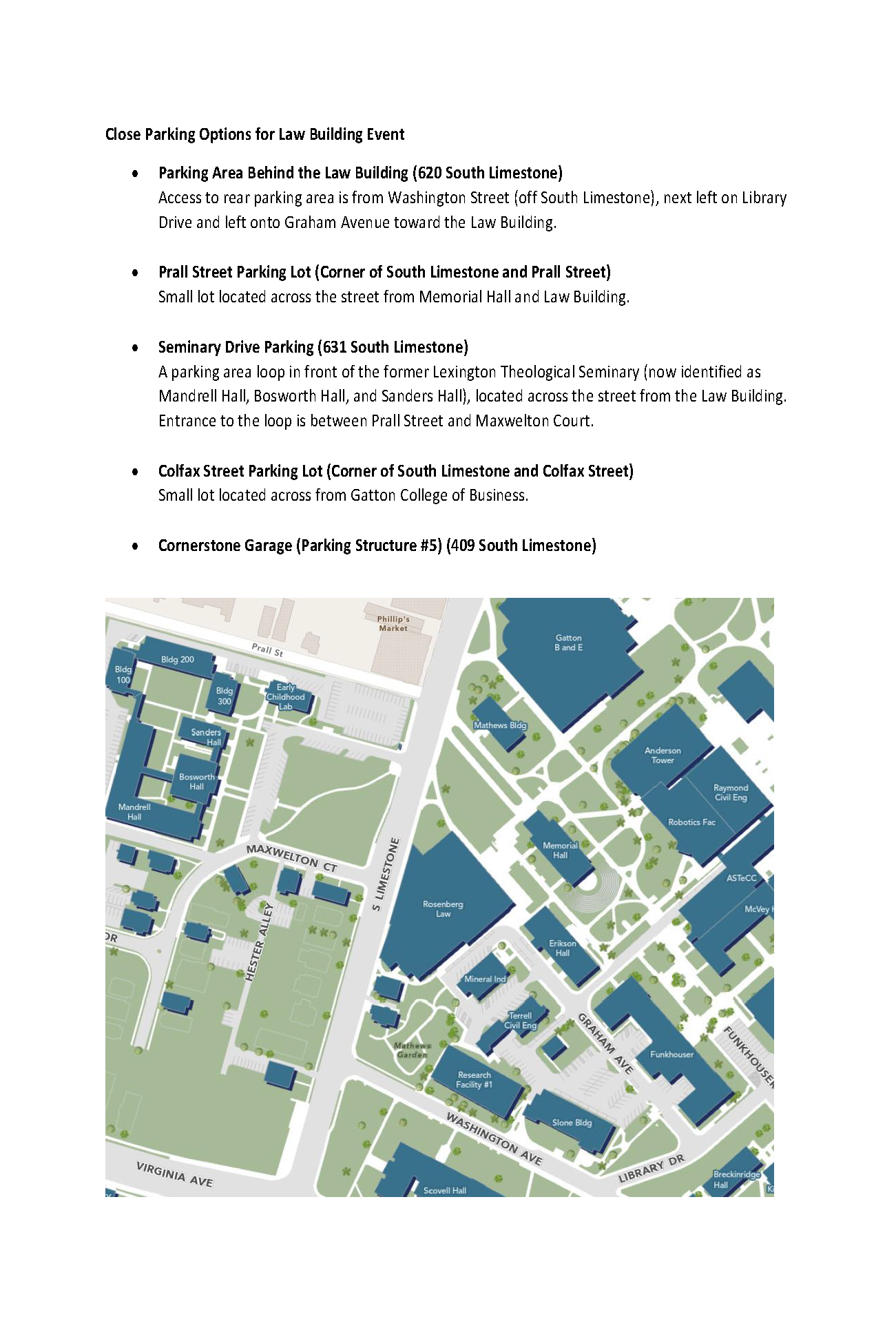 close parking for law school event
