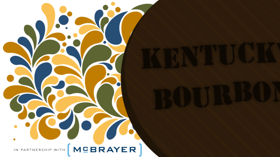 Stylized illustrated bourbon barrel.