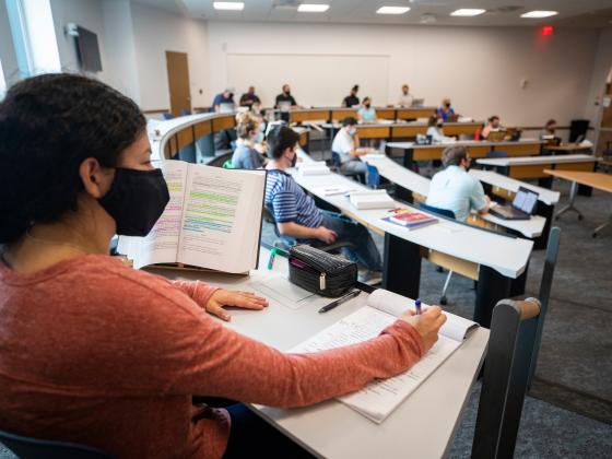 students taking notes in class