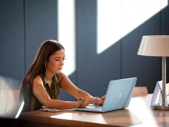 Student using laptop